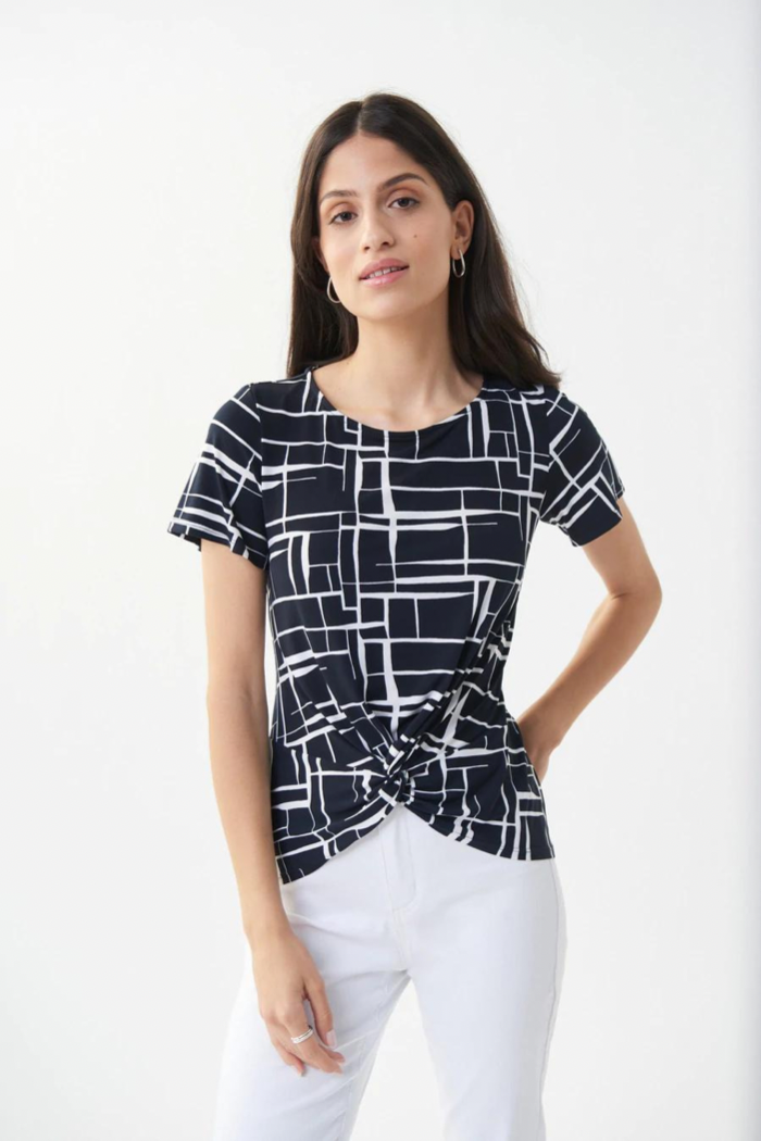 Abstract Tie Front Top