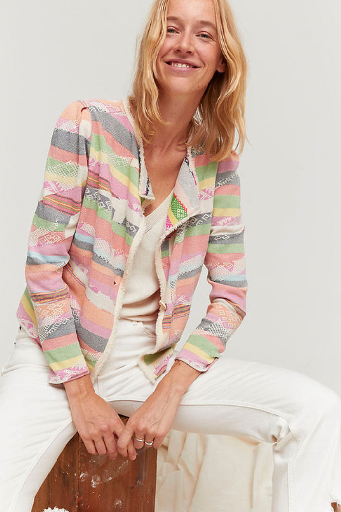 Cotton knit 2025 blazer womens