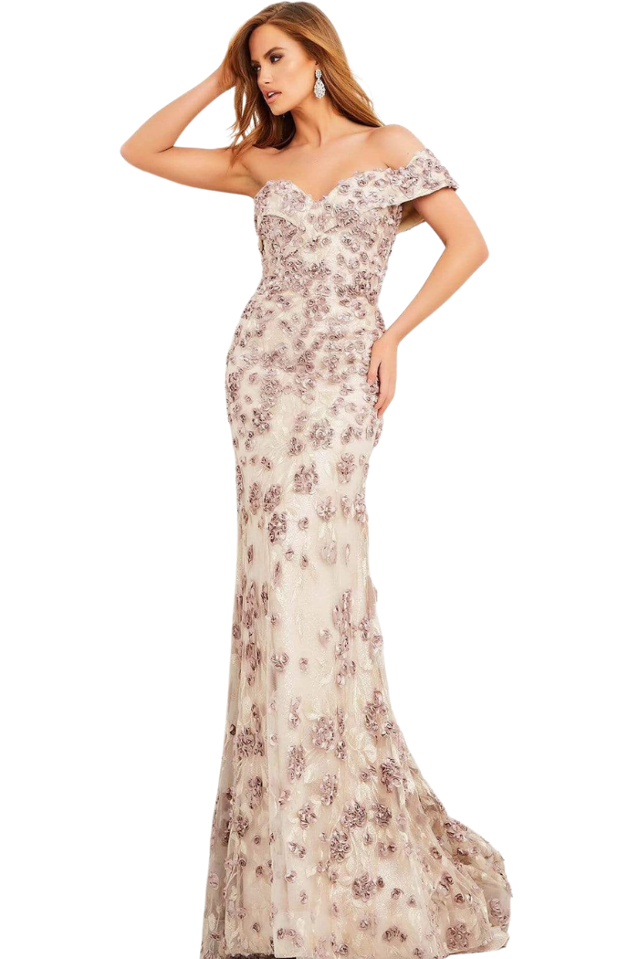 Floral Sweetheart One Shoulder Gown