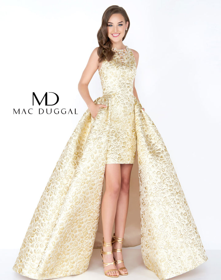 Mac Duggal Gold High Lo Gown