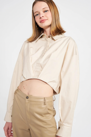 En Saison Lessie Cropped Button Down