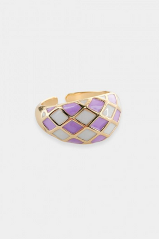 Checker Enamel Ring