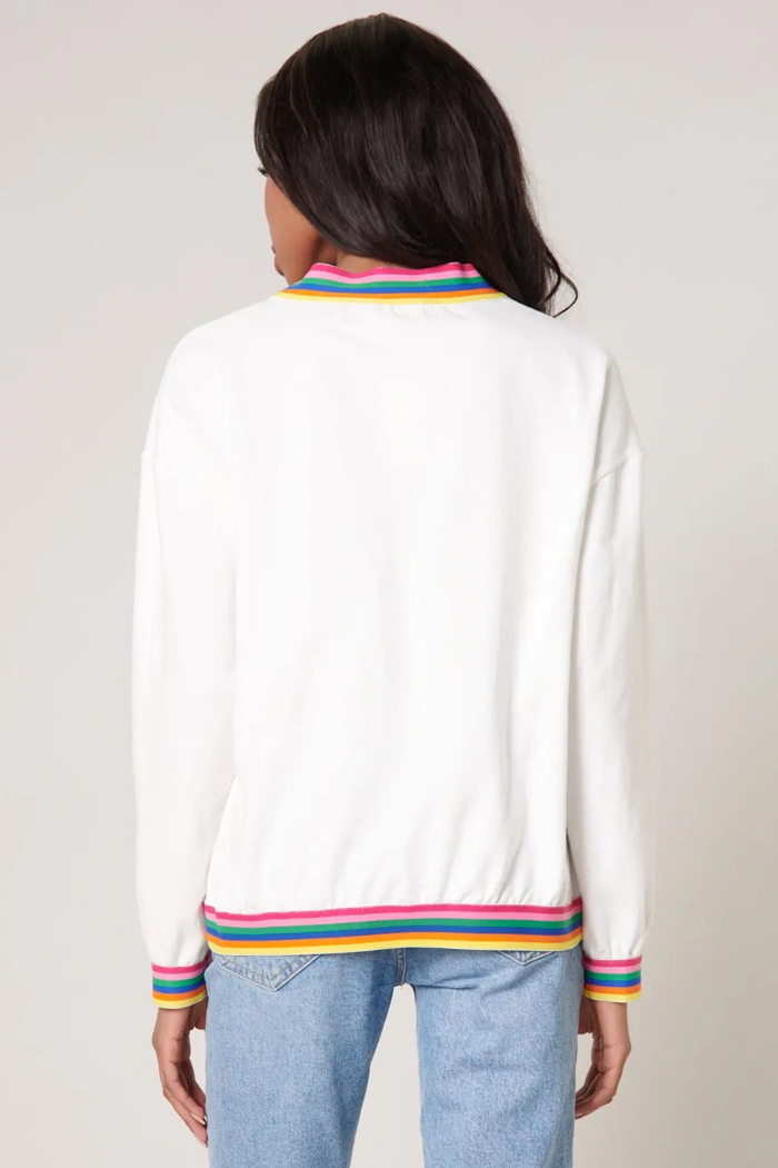 Rainbow Trim French Terry Knit Sweatshirt