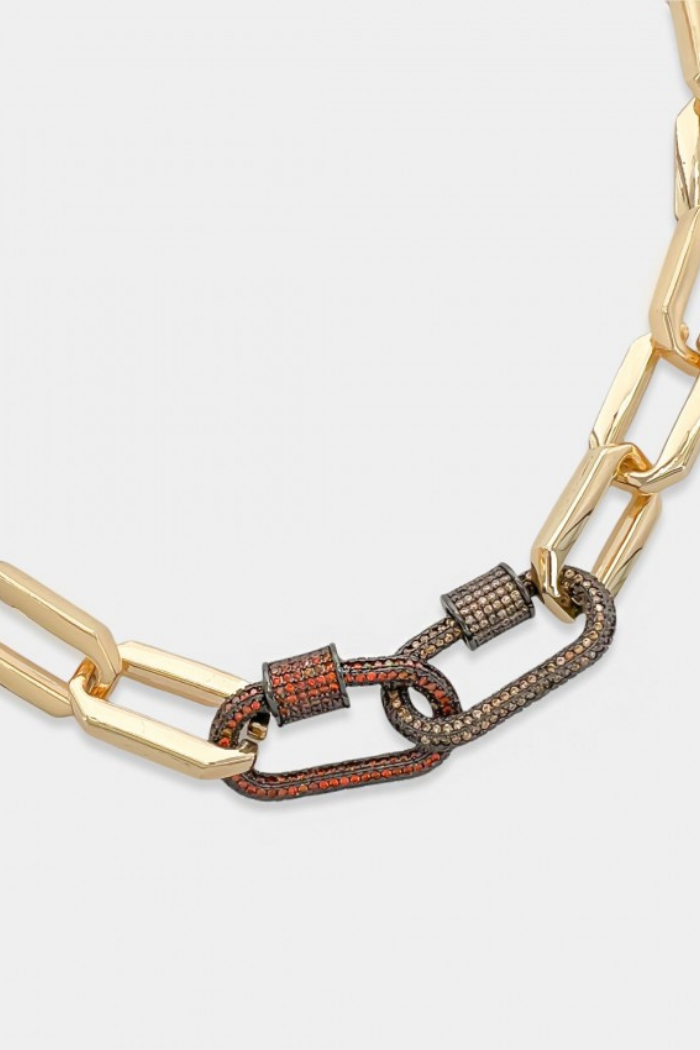 Pavé Carabiner Octagon Chain Necklace