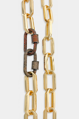 Pavé Carabiner Octagon Chain Necklace