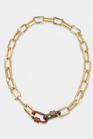 Pavé Carabiner Octagon Chain Necklace