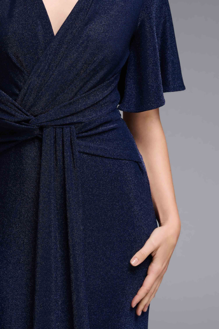 Joseph Ribkoff Champagne Twist Detail Long Sleeve Maxi Dress