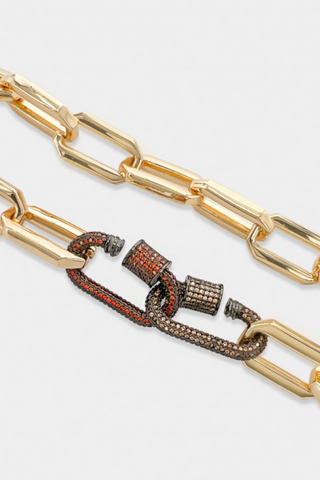 Pavé Carabiner Octagon Chain Necklace