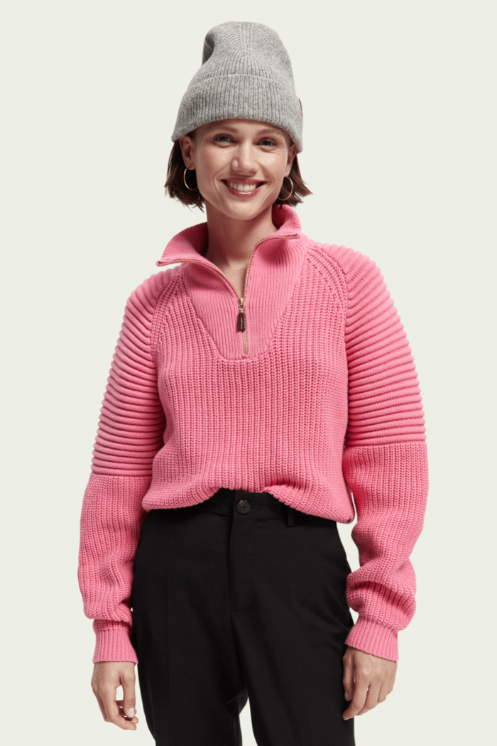 Relaxed Half-Zip Knit Sweater