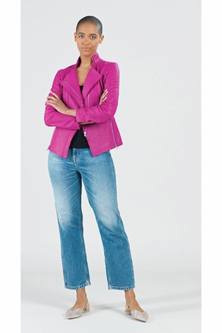 Clara Sunwoo JK161 Magenta Liquid Leather Jacket