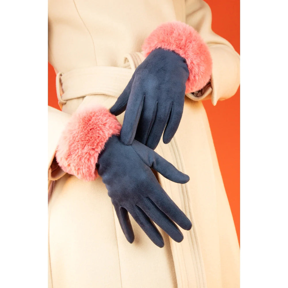 Powder gloves/ Navy/Rose