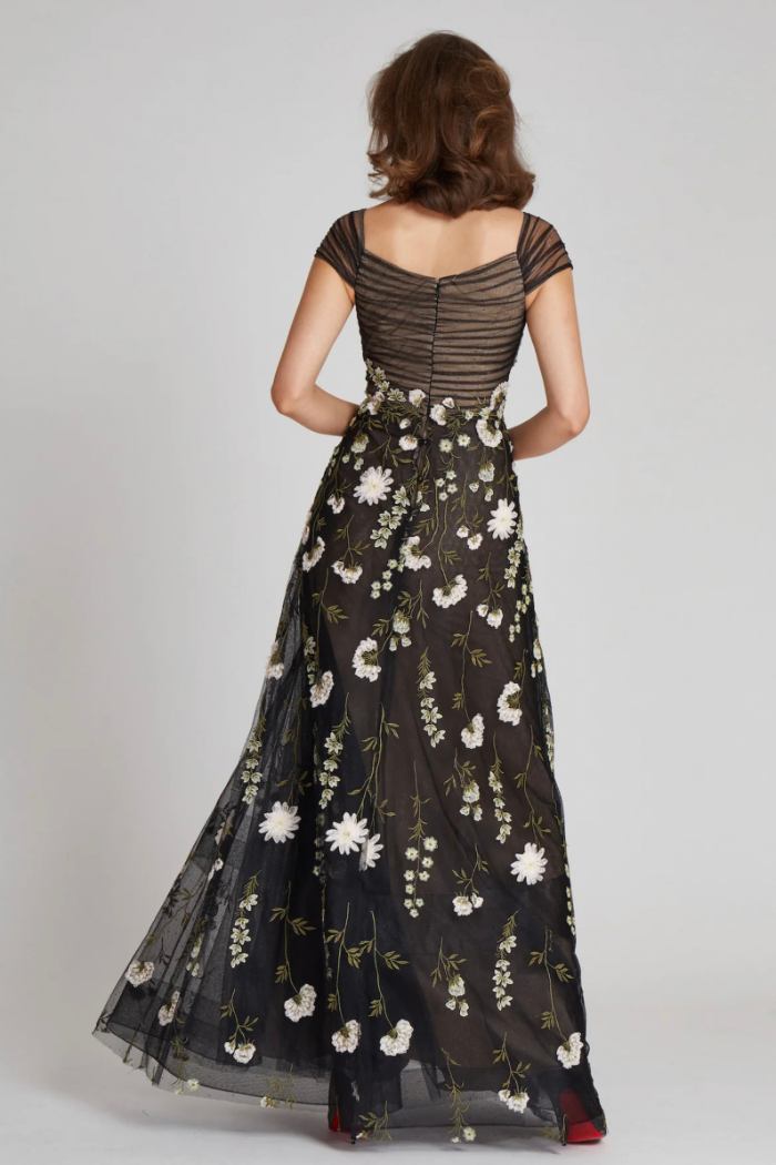 3D Embroidered Tulle Gown
