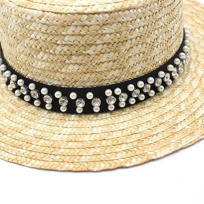 Pearl/Rhinestone Panama Hat