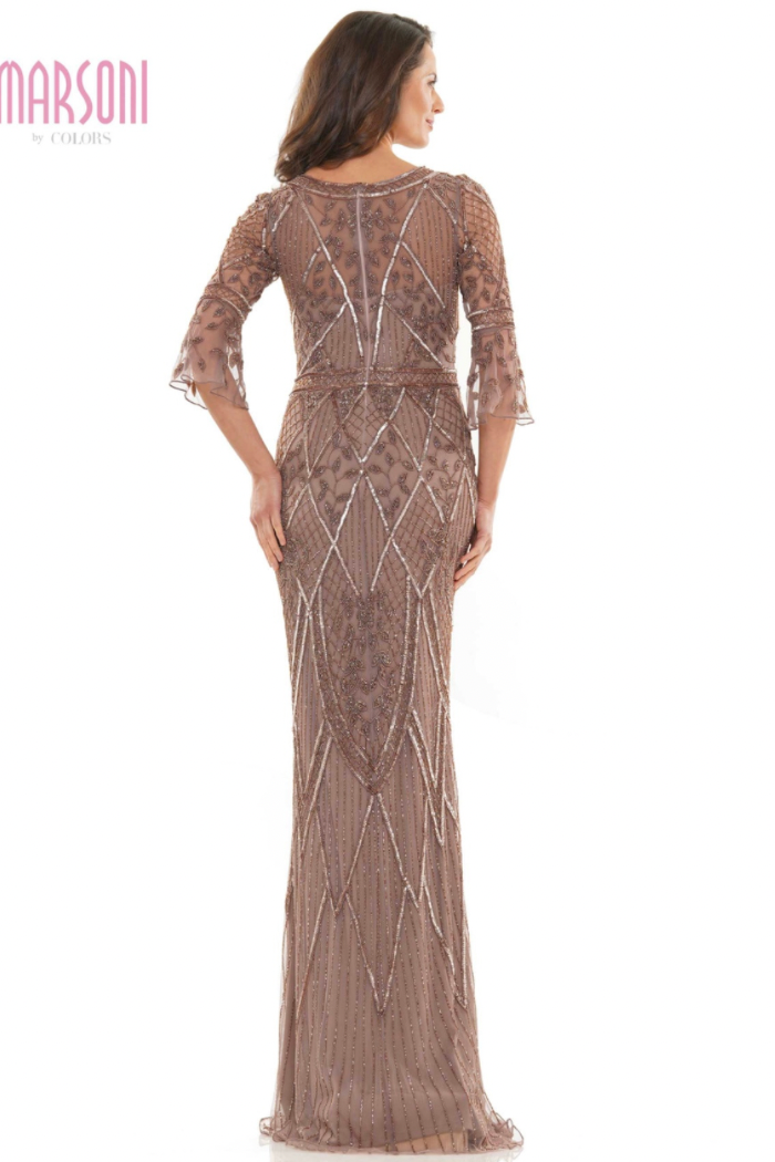 Beaded Mesh Gown