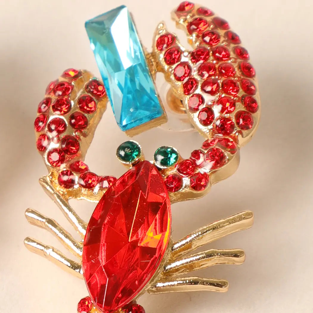 Rhinestone Lobster Earrings
