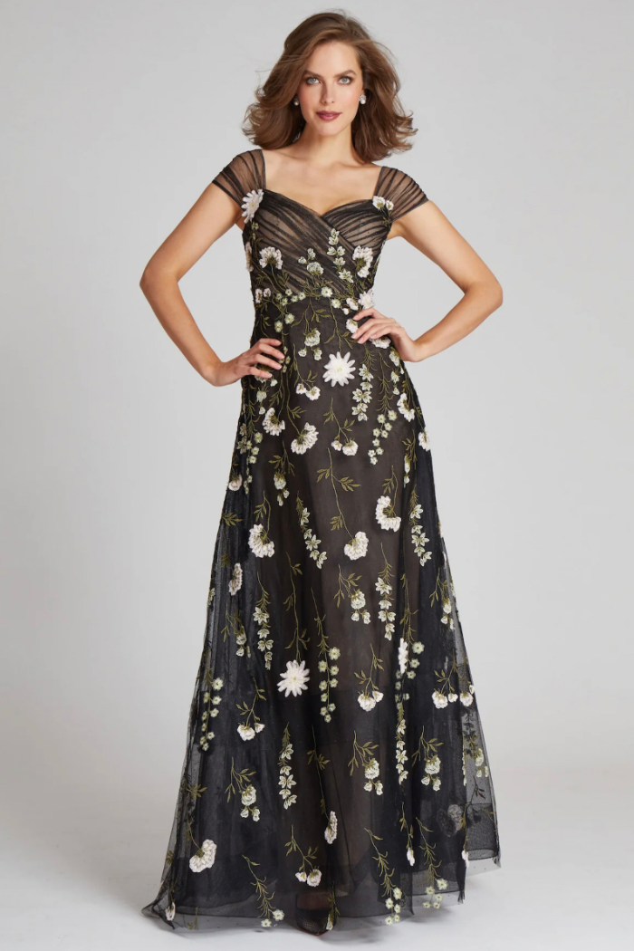 Teri Jon 3D Embroidered Tulle Gown