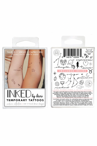 Inked by Dani Zodiac Collection: Earth Signs Temporary Tattoo Pack