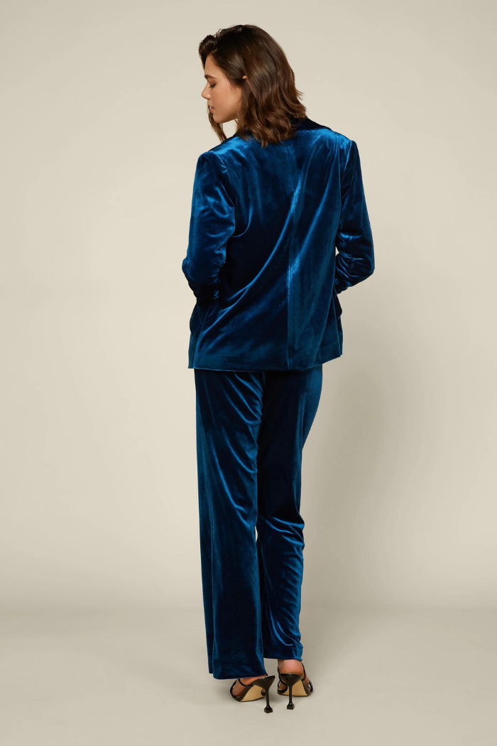 Ruched Velvet Blazer