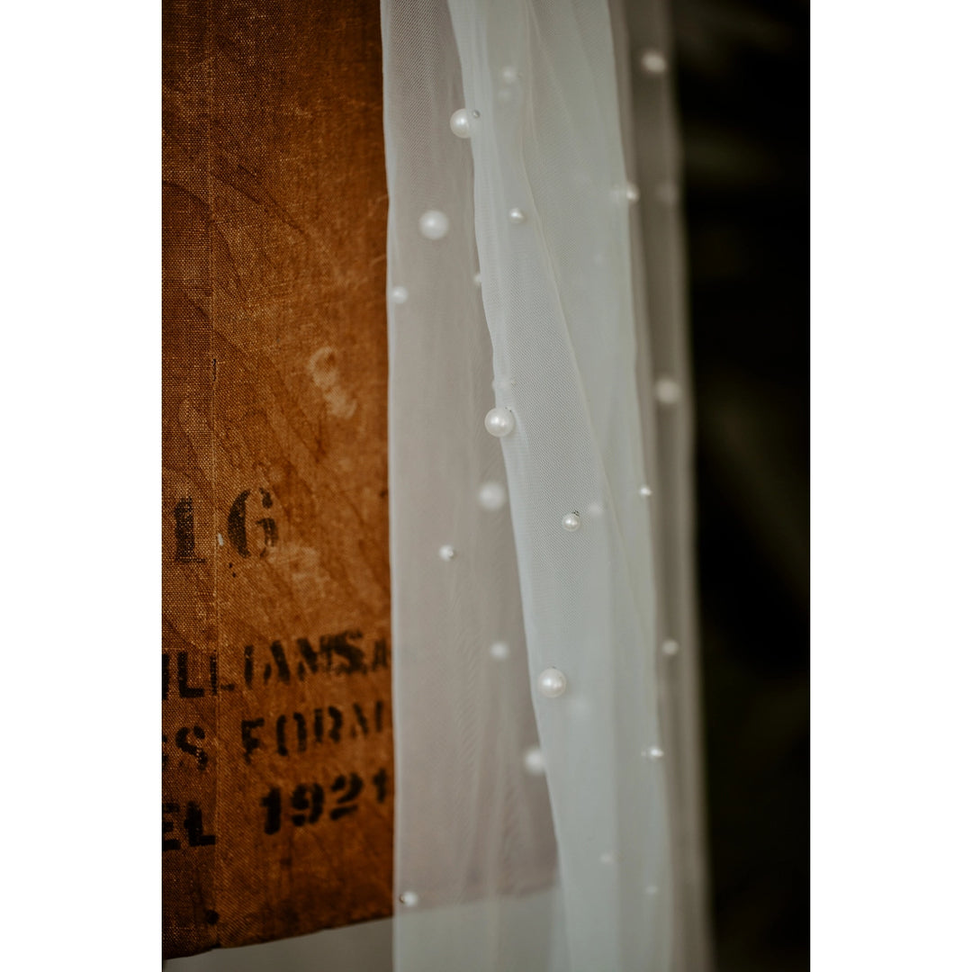 Beaded Pearl Wedding Veil