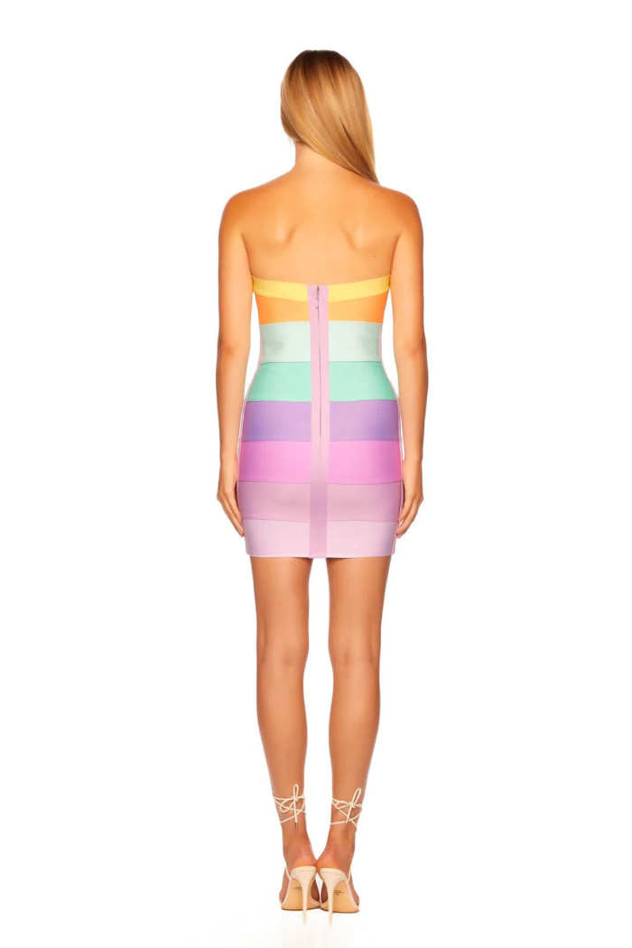 Susana Monaco Bandage Rainbow Strapless Dress