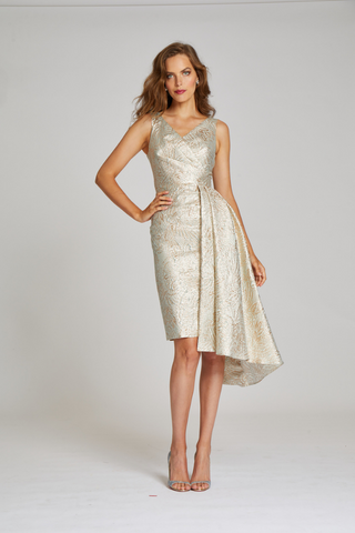 Teri Jon Metallic Jacquard Cocktail Dress