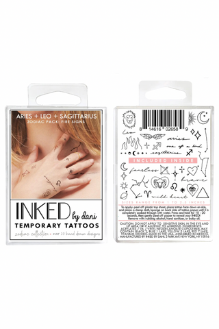 Inked by Dani Zodiac Collection: Fire Signs Temporary Tattoo Pack
