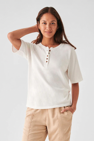 Faherty Cloud Cotton Short Sleeve Henley Tee