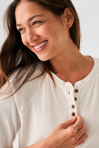 Faherty Cloud Cotton Short Sleeve Henley Tee
