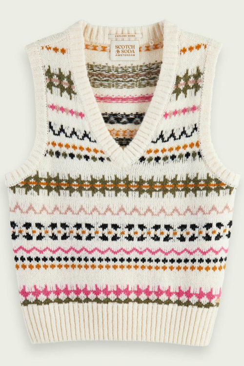 Relaxed Fit Fair Isle Knit V-neck Vest – The Dressing Room