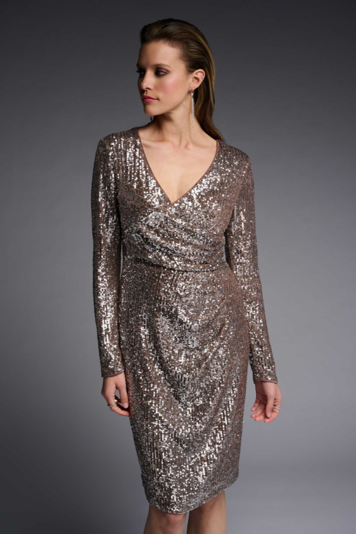 Long Sleeve Sequined Dress