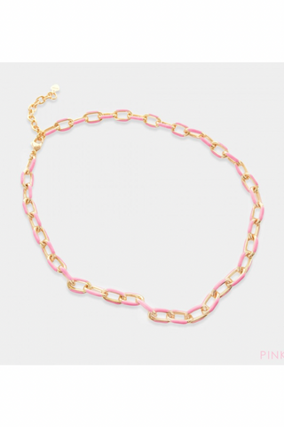 Enamel Paper Clip Chain Necklace