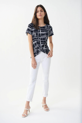 Abstract Tie Front Top