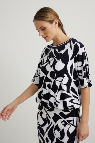 Ribkoff Abstract Drawstring Top
