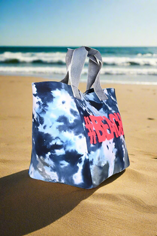 Ocean Blue Tie Dye Beach Tote - Boho Summer Vacation Bag