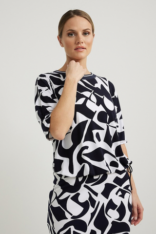 Ribkoff Abstract Drawstring Top