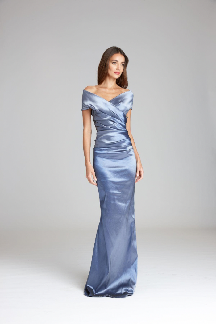 Stretch Taffeta Off The Shoulder Gown