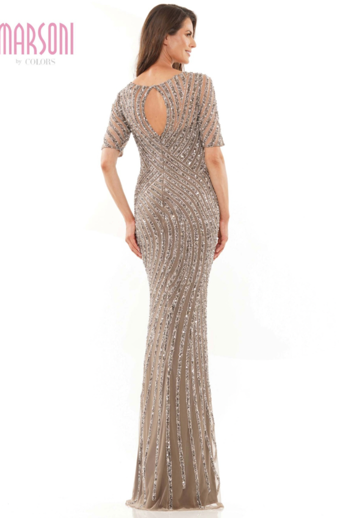 Beaded High Neck Evening Gown