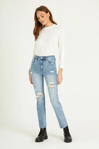 Dear John Frankie Distressed Straight Legs