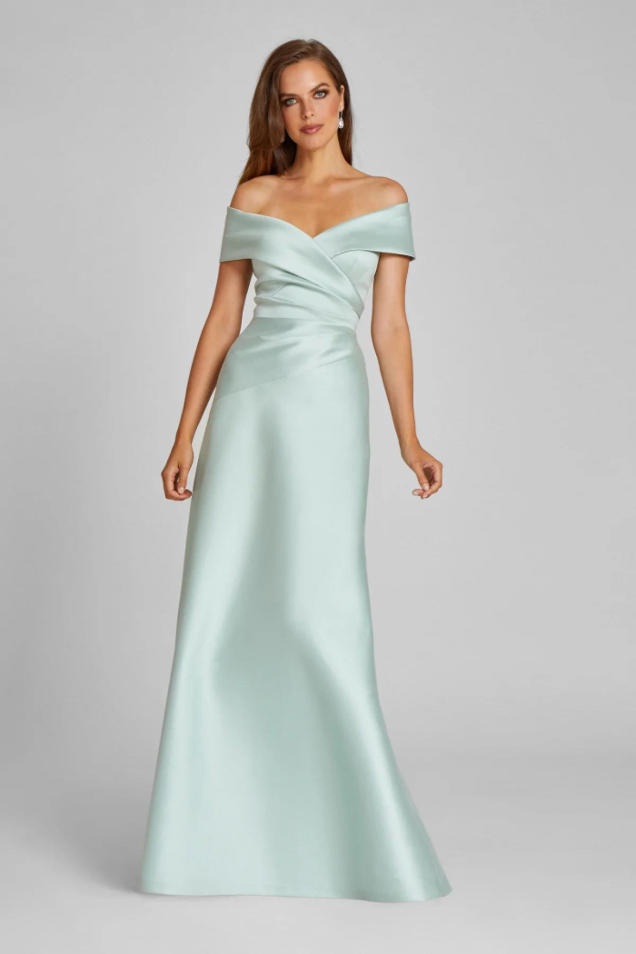 slim fit dress slacks Jacquard One Shoulder Side-Ruffle Gown main image 0