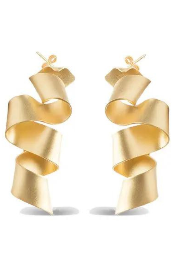 Matte Gold Ribbon Earrings