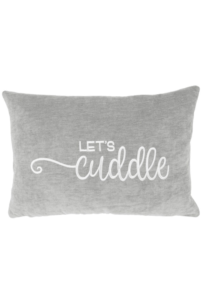Let's Cuddle Silver velvet pillow