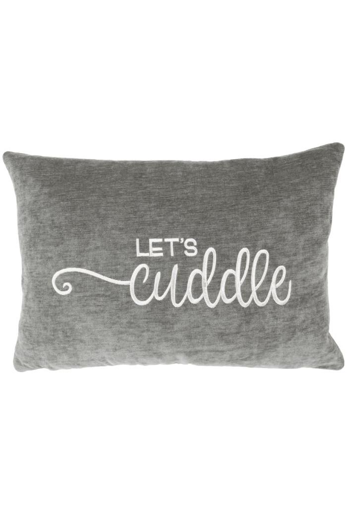 Let's Cuddle Metal Grey Velvet Pillow