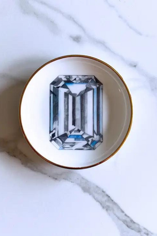 Emerald Cut, Gold Rimmed ring dish