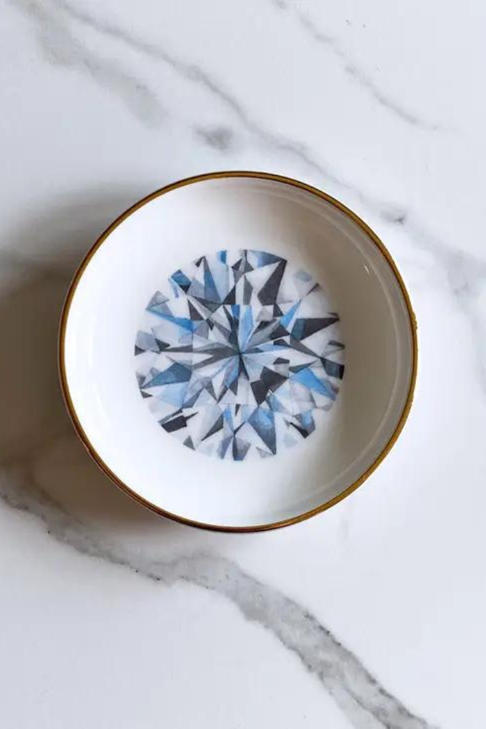 Round Cut, Gold Rimmed ring dish