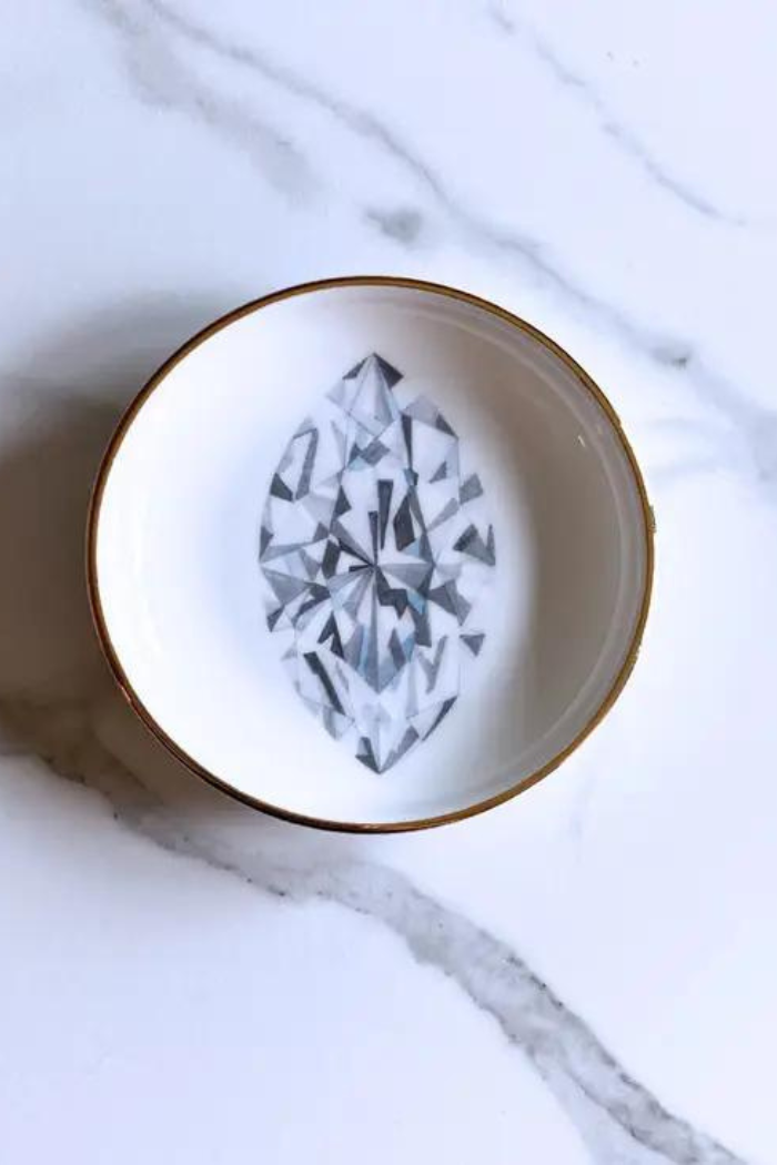 Marquise Cut, Gold Rimmed ring dish