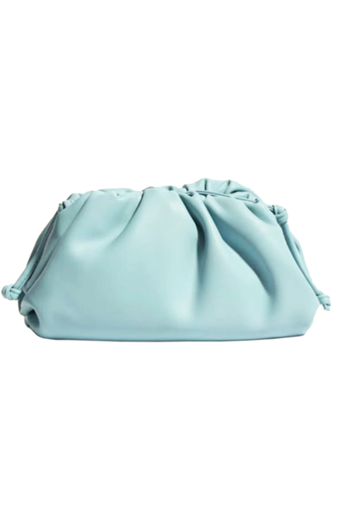 Soft Leather Blue Cloud Clutch With Strap