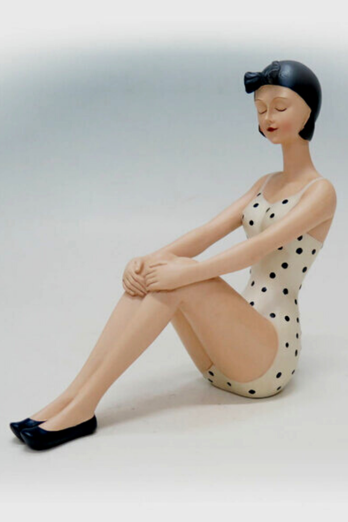 Polka Dot Sitting Bathing Beauty Figurine