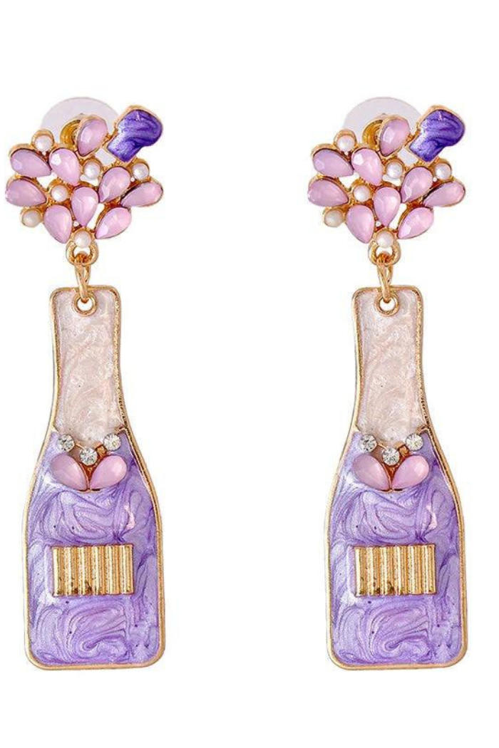 Lavender Rhinestone Pop The Champagne Earrings