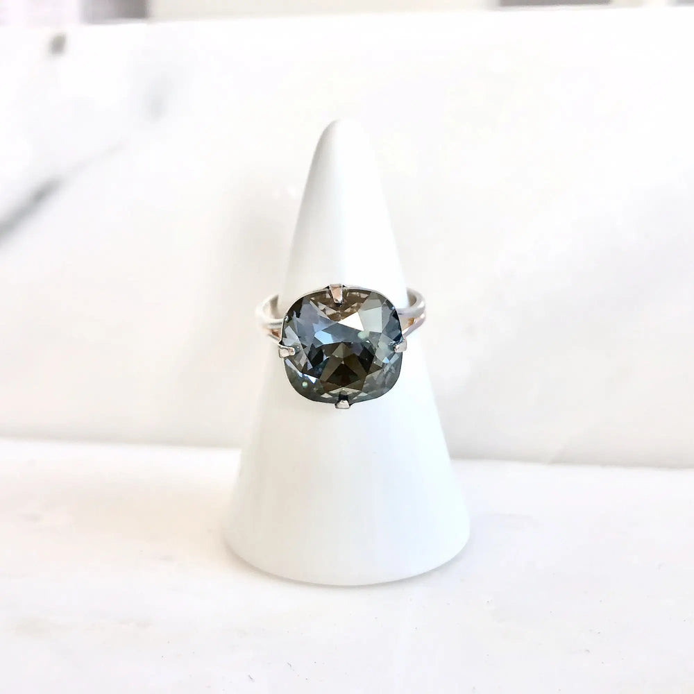 Blue Crystal Square Cut Ring