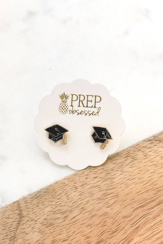 Graduation Cap Enamel Stud Earrings
